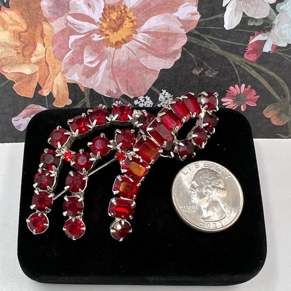 Kramer Ruby Red Spray Brooch - image 4